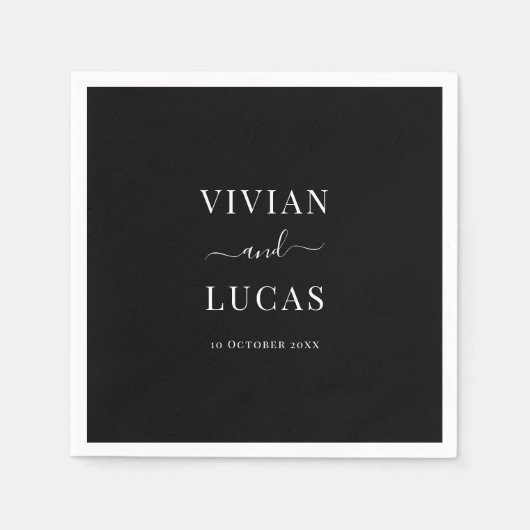 Modern Zwart-wit Formele minimale bruiloft Servet (Voorkant)