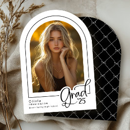 Modern Zwart Wit Foto 2025 Afstudeerder Aankondigi Kaart