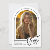 Modern Zwart Wit Foto 2025 Afstudeerder Aankondigi Kaart (Voorkant)