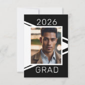 Modern Zwart-Wit Foto Afstudeer Uitnodiging (Voorkant)