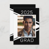 Modern Zwart Wit Foto Afstuderen Aankondiging (Voorkant / Achterkant)