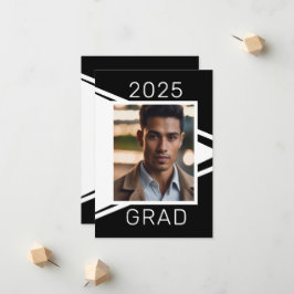 Modern Zwart Wit Foto Afstuderen Aankondiging