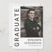 Modern zwart-wit foto Afstuderen Aankondiging (Voorkant)