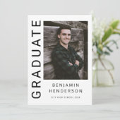 Modern zwart-wit foto Afstuderen Aankondiging (Staand voorkant)