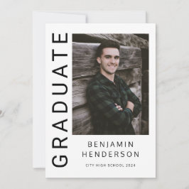 Modern zwart-wit foto Afstuderen Aankondiging