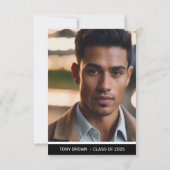 Modern Zwart Wit Foto Afstuderen Aankondiging (Achterkant)