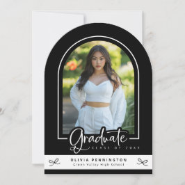 Modern Zwart Wit Foto Afstuderen Aankondiging