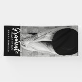 Modern Zwart Wit Foto Afstuderen Aankondiging Spandoek (Horizontaal)