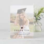 Modern zwart-wit foto Afstuderen Bedankkaart (Staand voorkant)