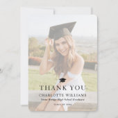 Modern zwart-wit foto Afstuderen Bedankkaart (Voorkant)