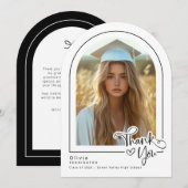 Modern zwart wit foto Afstuderen dank u kaart (Voorkant / Achterkant)
