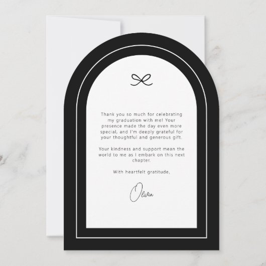Modern zwart wit foto Afstuderen dank u kaart (Achterkant)