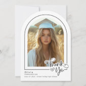 Modern zwart wit foto Afstuderen dank u kaart (Voorkant)