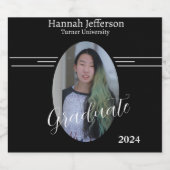 Modern zwart-wit foto Afstuderen Likeurfles Etiket (Enkel label)