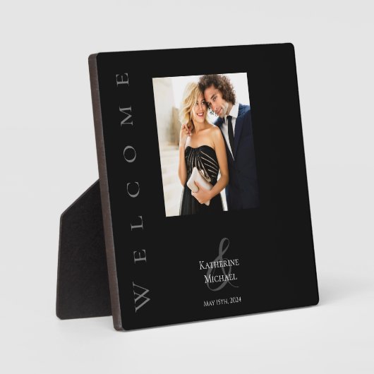 Modern Zwart-wit-foto bruiloft-tafel teken- Fotoplaat (Voorkant)