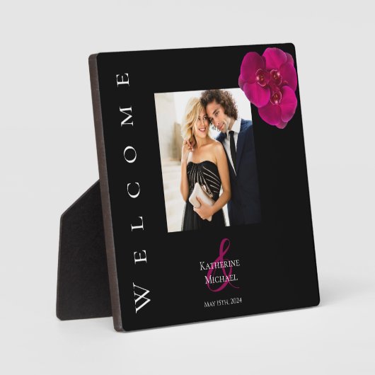 Modern Zwart-wit-foto bruiloft-tafel teken- Fotoplaat (Voorkant)