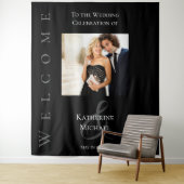 Modern zwart-wit-foto-bruiloft- wandkleed (In situ)