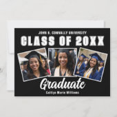 Modern zwart wit foto collage Afstuderen Aankondiging (Voorkant)