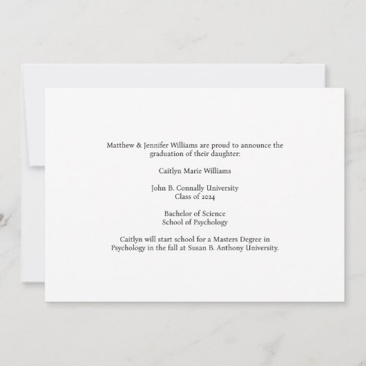 Modern zwart wit foto collage Afstuderen Aankondiging (Achterkant)