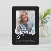 Modern Zwart Wit Foto College Afstudeerfeest Kaart (Staand voorkant)