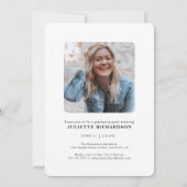 Modern Zwart Wit Foto College Afstudeerfeest Kaart (Achterkant)