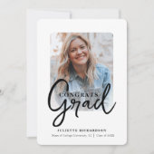 Modern Zwart Wit Foto College Afstudeerfeest Kaart (Voorkant)