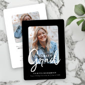 Modern Zwart Wit Foto College Afstudeerfeest Kaart