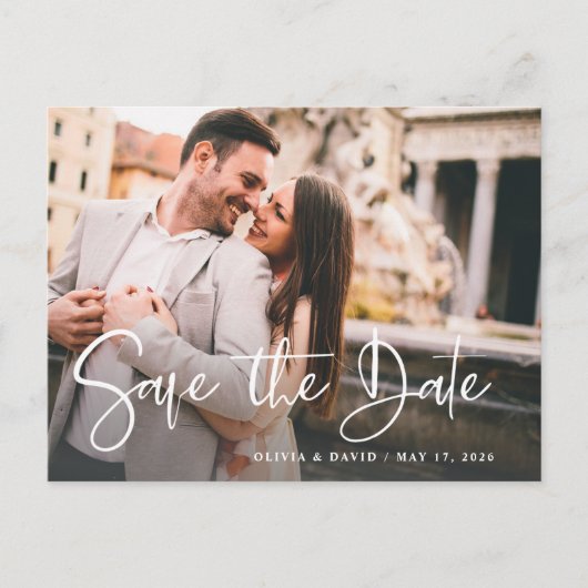 Modern Zwart-wit | Foto De datum opslaan Briefkaart (Voorkant)