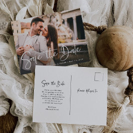 Modern Zwart-wit | Foto De datum opslaan Briefkaart