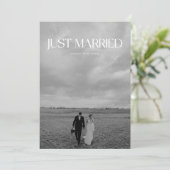 Modern zwart-wit foto-elopement huwelijksfeest kaart (Staand voorkant)