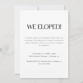 Modern zwart-wit foto-elopement huwelijksfeest kaart (Achterkant)