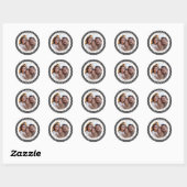 Modern Zwart & Wit Foto Kerstmis Ronde Sticker (Vel)
