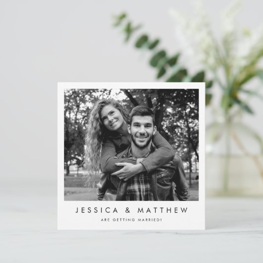 Modern zwart-wit foto Lijst Opslaan datum Save The Date (Staand voorkant)