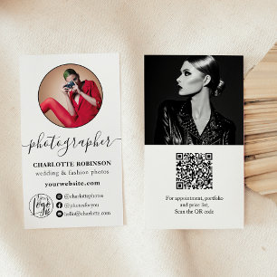 Modern Zwart wit foto qr code logo fotograaf Visitekaartje
