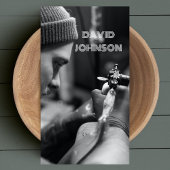 Modern Zwart-wit Foto Tattoo Artiest Salon Visitekaartje