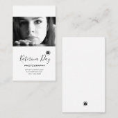 Modern zwart-wit fotografisch script visitekaartje (Voorkant / Achterkant)