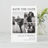 Modern zwart-wit fotokrant Huwelijk Save The Date (Staand voorkant)