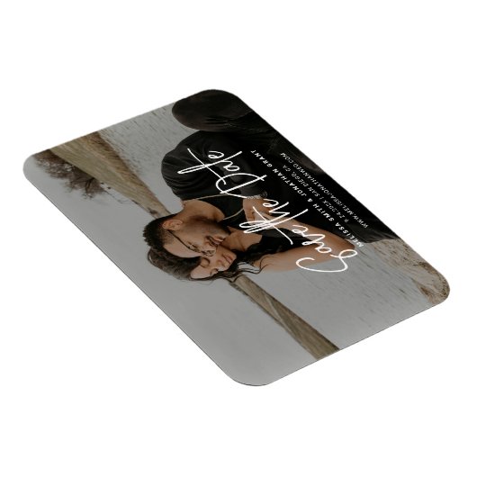 Modern Zwart & Wit Fotoscript Sla de datum op Magneet (Rechterzijde)