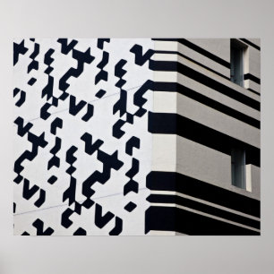 Modern zwart-wit gebouw in Hong Kong Poster