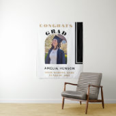 Modern Zwart Wit Gefeliciteerd Afstudeerder Foto A Wandkleed (In situ)