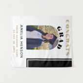 Modern Zwart Wit Gefeliciteerd Afstudeerder Foto A Wandkleed (Voorkant (horizontaal))