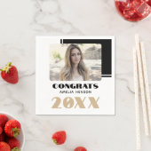 Modern Zwart Wit Gefeliciteerd Afstuderen Foto Servet (Insitu)