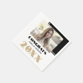 Modern Zwart Wit Gefeliciteerd Afstuderen Foto Servet (Hoek)