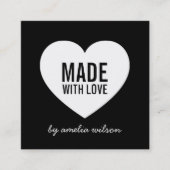 Modern zwart-wit gemaakt met liefdeshart vierkante visitekaartje (Voorkant)
