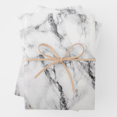 Modern zwart-wit gemarmerd inpakpapier vel (In situ)