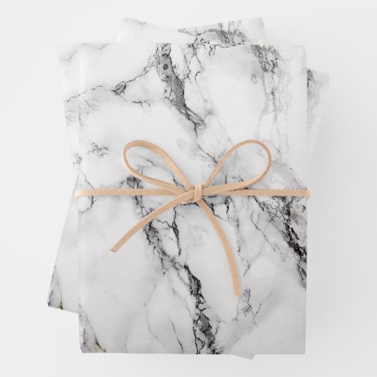 Modern zwart-wit gemarmerd inpakpapier vel (In situ)
