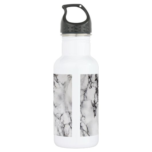 Modern zwart-wit gemarmerd waterfles  (Achterkant)