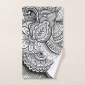 Modern zwart-wit geometric Floral Pattern Bad Handdoek (Handdoek)