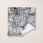 Modern zwart-wit geometric Floral Pattern Bad Handdoek (Wasdoekje)