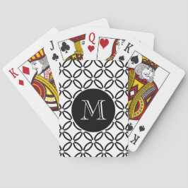 Modern zwart-wit Geometric Pattern Monogram Pokerkaarten